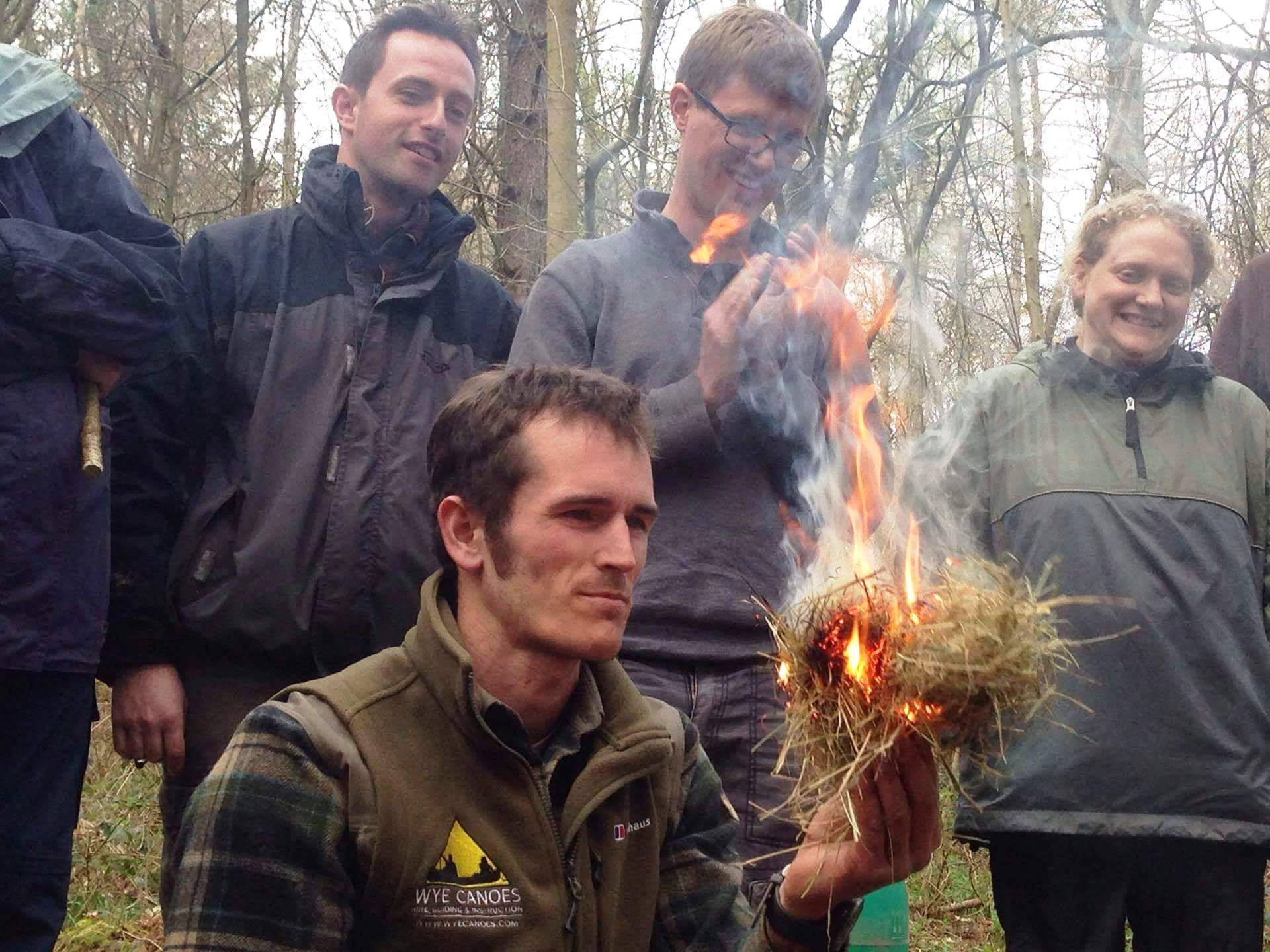 Fire by friction demonstration